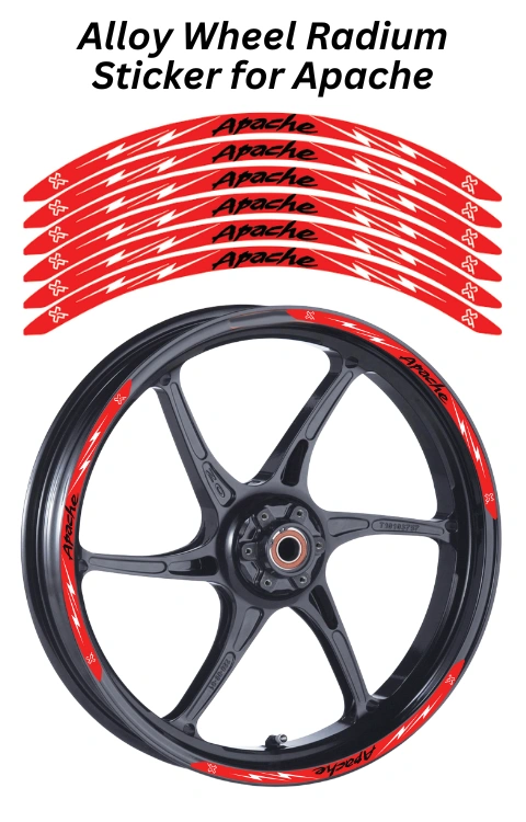 Alloy wheel Radium Sticker Compatible with Apache | Made In Premium Radium With FPF(Fade Protection Film), Water Proof, Precut Sticker, Pack Of 12